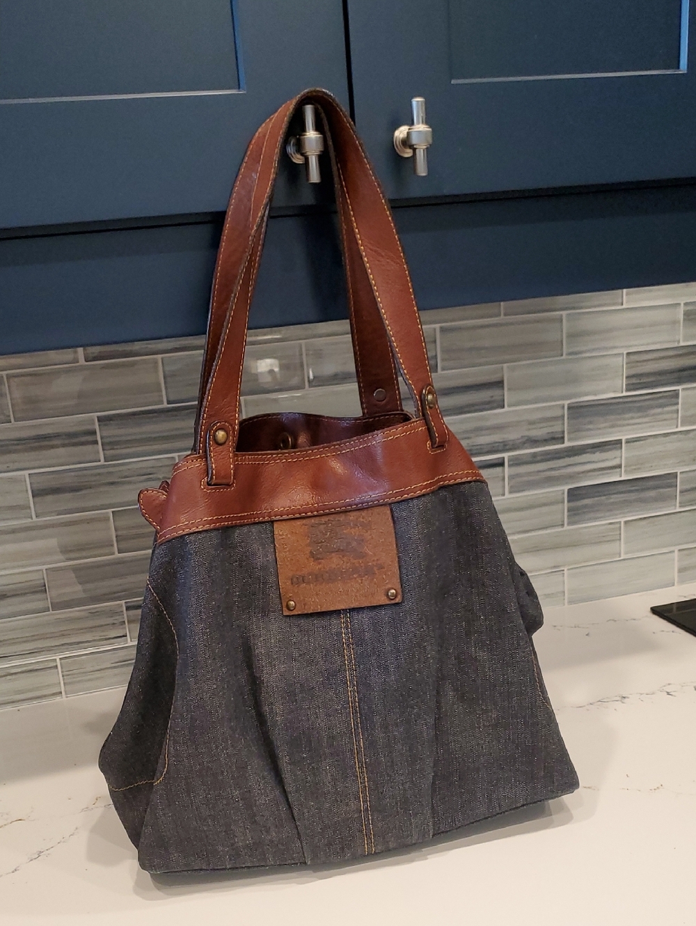 Burberry Denim & Leather Hobo